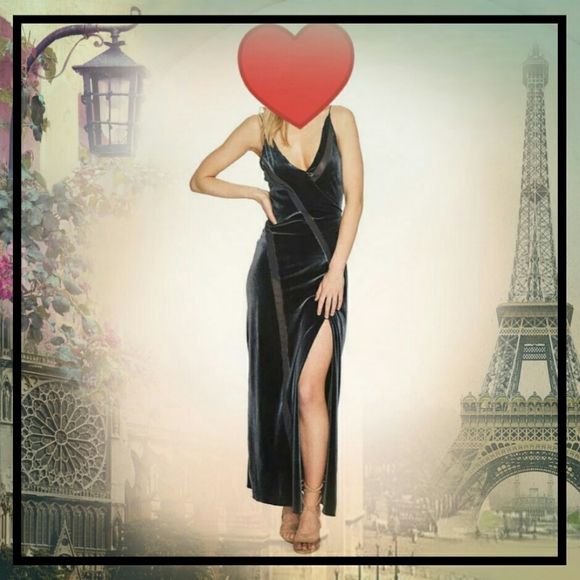 NWT FreePeople Charcoal Velvet Slip Dress Gown - Picture 3 of 5